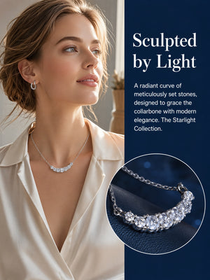 Silver Tone Cubic Zirconia 4-Piece Jewelry Set, Curved Smile Necklace, Tennis Bangle, Stackable Ring & Hoop Earrings, Formal Wedding Prom Evening Accessories for Women