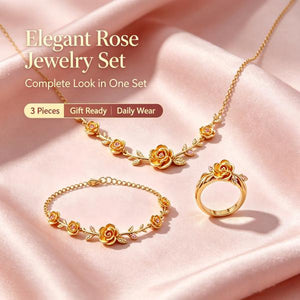 18K Gold Plated Rose 3-Piece Jewelry Set
