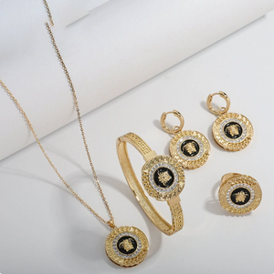 "Medusa Jewelry Collection - Greek Key 4-Piece Sets | Gold & Silver"