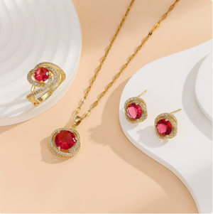 "Elevate Your Everyday: 3-Piece Gemstone Jewelry Set - Necklace, Earrings & Ring"