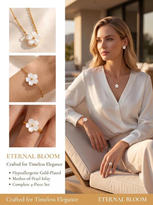 Ready for Gifting ✨ Natural Mother of Pearl Flower 4-Piece Jewelry Set | Waterproof & Skin Friendly