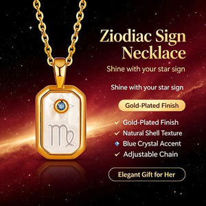S925 Sterling Silver Gold-Plated Twelve Constellation Mother-of-Pearl Necklace | Dainty Zodiac Pendant with Blue Zircon