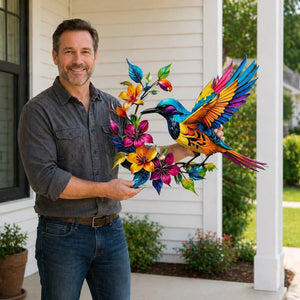 🐦 Hummingbird Bloom Metal Wall Art 🌸 Elegant Home Decor