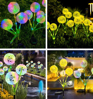 Ground stake outdoor waterproof solar dandelion onion ball light - park, square, courtyard, garden decorative lawn light