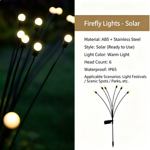 Outdoor Waterproof Solar Firefly Ground Spike Lights for Scenic Spots, Parks, Courtyards, Gardens, Lawn Landscaping and Decoration