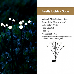 Outdoor Waterproof Solar Firefly Ground Spike Lights for Scenic Spots, Parks, Courtyards, Gardens, Lawn Landscaping and Decoration