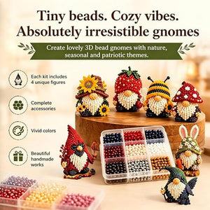 DIY 3D Beaded Gnome Kit, Hand‑Made Seasonal Gnome Doll Craft Supplies for Home Decoration