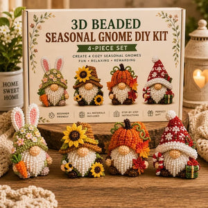 DIY 3D Beaded Gnome Kit, Hand‑Made Seasonal Gnome Doll Craft Supplies for Home Decoration