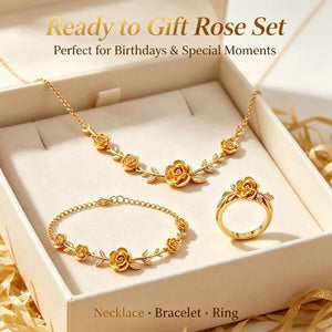18K Gold Plated Rose 3-Piece Jewelry Set