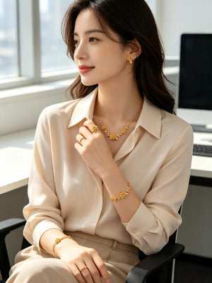 18K Gold Plated Rose 3-Piece Jewelry Set