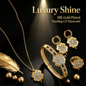 "Lucky Clover Jewelry Collection - 4-Piece Sets | Silver & Gold"