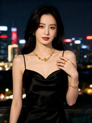 18K Gold Plated Rose 3-Piece Jewelry Set