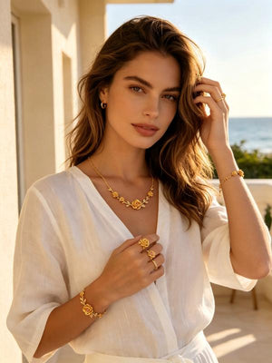 18K Gold Plated Rose 3-Piece Jewelry Set