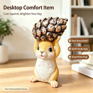 Cute Squirrel Holding Pinecone Resin Statue, Hand-Painted Weatherproof Garden Figurine, Indoor Outdoor Yard Lawn Decor Ornament