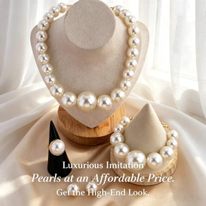 4 Piece Graduated Pearl Jewelry Set | Vintage Bridal Necklace, Bracelet, Earrings & Ring