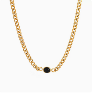European and American style 14k gold plated necklace and bracelet set, versatile, light luxury polished chain, high-end emerald bracelet