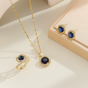 "Elevate Your Everyday: 3-Piece Gemstone Jewelry Set - Necklace, Earrings & Ring"