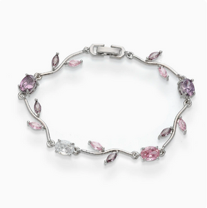 Dainty Pink & Purple Vine Cubic Zirconia Jewelry Set | 18K Gold Plated
