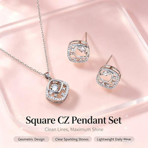 14K Gold Plated Dainty Cubic Zirconia Jewelry Sets | Necklace & Stud Earrings Matching Sets for Women Everyday Wear & Gifting