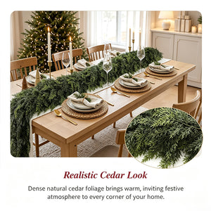 Artificial Cedar Garland, 6 FT Realistic Greenery Garland for Indoor & Outdoor Christmas Mantel, Staircase and Doorway Holiday Decor