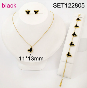 Dainty Butterfly 3Pcs Jewelry Set | 18K Gold Waterproof Matching Necklace Earring Bracelet