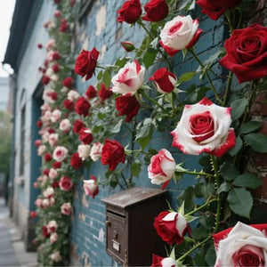 🌹 Rare Twin Red & White Rose Seeds — Vibrant Garden Blooms