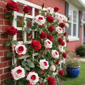 🌹 Rare Twin Red & White Rose Seeds — Vibrant Garden Blooms