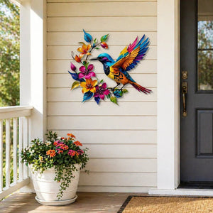 🐦 Hummingbird Bloom Metal Wall Art 🌸 Elegant Home Decor