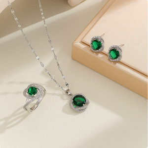 "Elevate Your Everyday: 3-Piece Gemstone Jewelry Set - Necklace, Earrings & Ring"