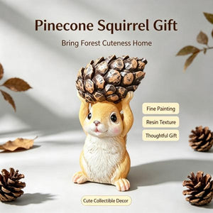 Cute Squirrel Holding Pinecone Resin Statue, Hand-Painted Weatherproof Garden Figurine, Indoor Outdoor Yard Lawn Decor Ornament