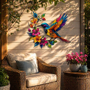 🐦 Hummingbird Bloom Metal Wall Art 🌸 Elegant Home Decor