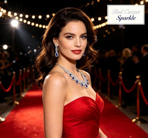 Sapphire Blue Teardrop Choker Necklace Earrings Set