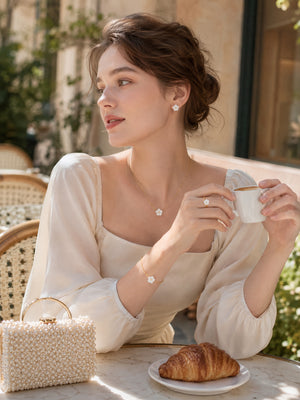 Ready for Gifting ✨ Natural Mother of Pearl Flower 4-Piece Jewelry Set | Waterproof & Skin Friendly
