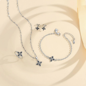 "Dainty Clover 4-Piece Set | Necklace, Bracelet, Earrings & Ring"