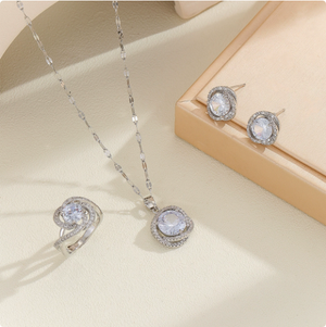 "Elevate Your Everyday: 3-Piece Gemstone Jewelry Set - Necklace, Earrings & Ring"