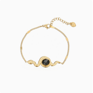 European and American style 14k gold plated necklace and bracelet set, versatile, light luxury polished chain, high-end emerald bracelet