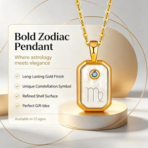 S925 Sterling Silver Gold-Plated Twelve Constellation Mother-of-Pearl Necklace | Dainty Zodiac Pendant with Blue Zircon