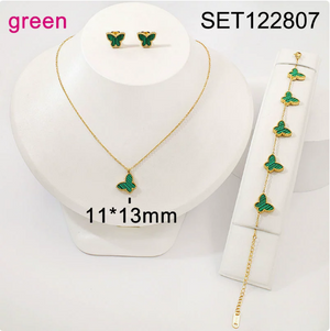 Dainty Butterfly 3Pcs Jewelry Set | 18K Gold Waterproof Matching Necklace Earring Bracelet