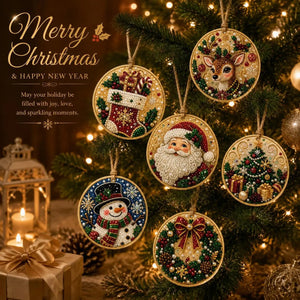 6Pcs/12Pcs Christmas DIY Diamond Painting Ornaments Kit for Holiday Home Decor