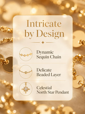Adjustable 3-Tier North Star Layered Necklace, 18K Gold Plated Waterproof Hypoallergenic Stainless Steel Star Pendant Necklace, Versatile Dainty Jewelry Gift For Her