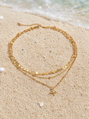 Adjustable 3-Tier North Star Layered Necklace, 18K Gold Plated Waterproof Hypoallergenic Stainless Steel Star Pendant Necklace, Versatile Dainty Jewelry Gift For Her