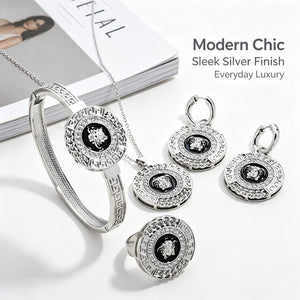 "Medusa Jewelry Collection - Greek Key 4-Piece Sets | Gold & Silver"