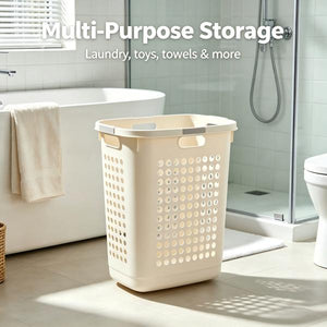 Foldable Rolling Laundry Basket | Ventilated Hollow Design, No Musty Odor Clothes Hamper with Wheels