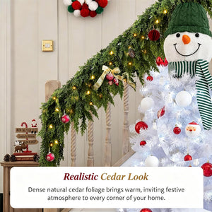 Artificial Cedar Garland, 6 FT Realistic Greenery Garland for Indoor & Outdoor Christmas Mantel, Staircase and Doorway Holiday Decor