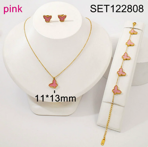 Dainty Butterfly 3Pcs Jewelry Set | 18K Gold Waterproof Matching Necklace Earring Bracelet
