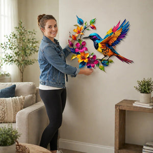 🐦 Hummingbird Bloom Metal Wall Art 🌸 Elegant Home Decor