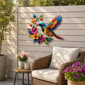 🐦 Hummingbird Bloom Metal Wall Art 🌸 Elegant Home Decor
