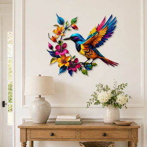 🐦 Hummingbird Bloom Metal Wall Art 🌸 Elegant Home Decor