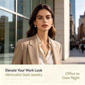 Dainty Teardrop CZ Necklace & Stud Earrings Set 14K Gold Plated Minimal Jewelry For Daily & Wedding