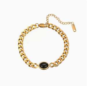 European and American style 14k gold plated necklace and bracelet set, versatile, light luxury polished chain, high-end emerald bracelet